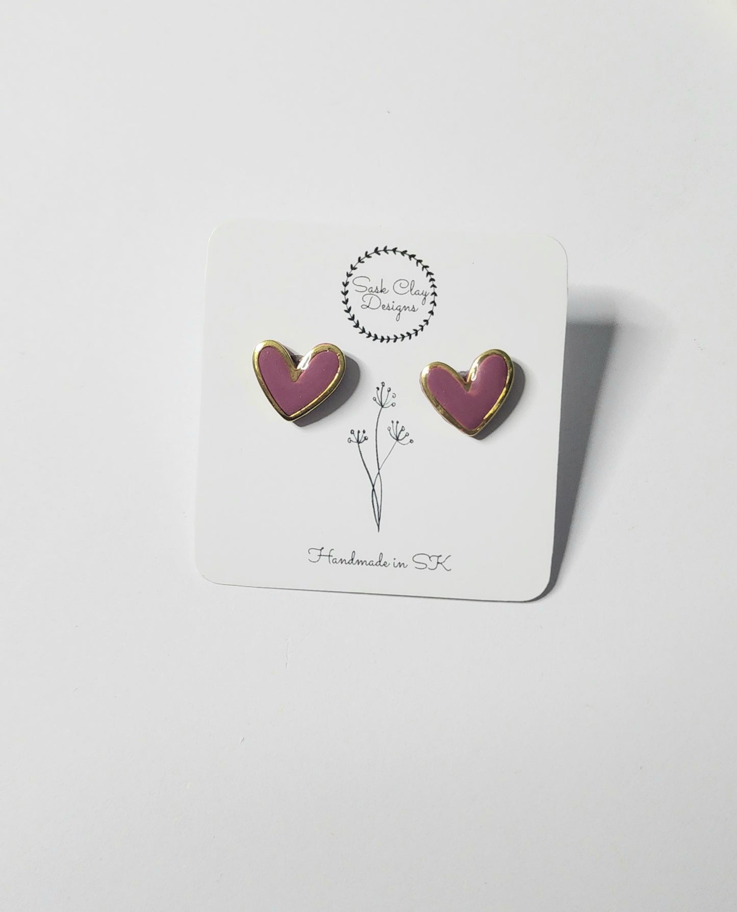 Wine Heart Stud Earrings